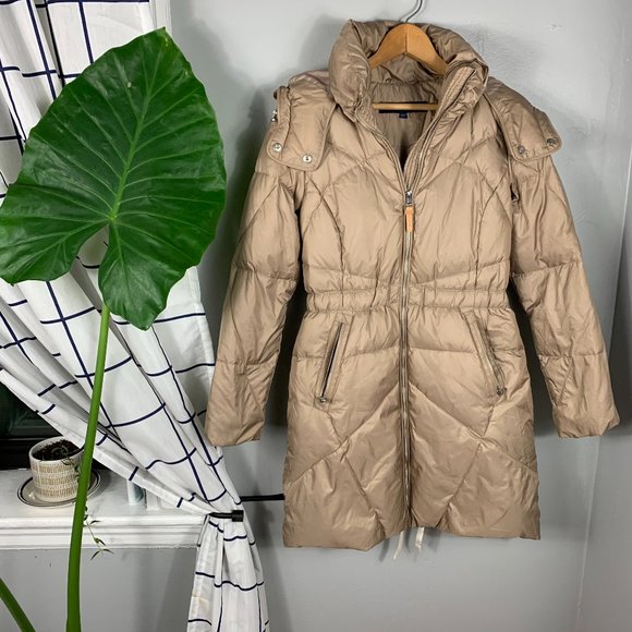 Cole Haan Zip-Front Puffer Coat Size Tan Size XS